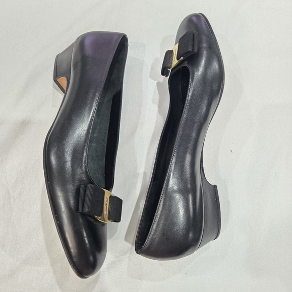 Salvatore Ferragamo Black Heels with Gold Buckle - Picture 7 of 8